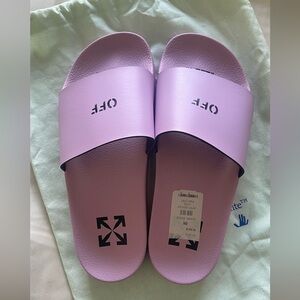 Off White lilac slides leather size 9